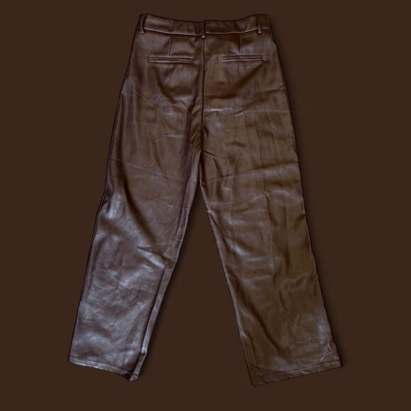 NEW Avec Les Filles Straight Wide Leg Faux Leather Pants Large - Picture 2 of 9